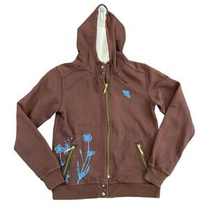 Bonfire Snowboarding Company Full Zip Brown Hoodie Women's S Exposed Zipper